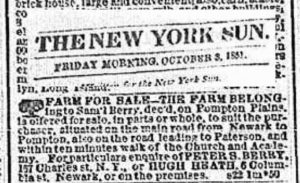 Ad - Berry farm for sale (1851)