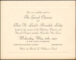 Riverdale Lodge grand opening invitation (1942)